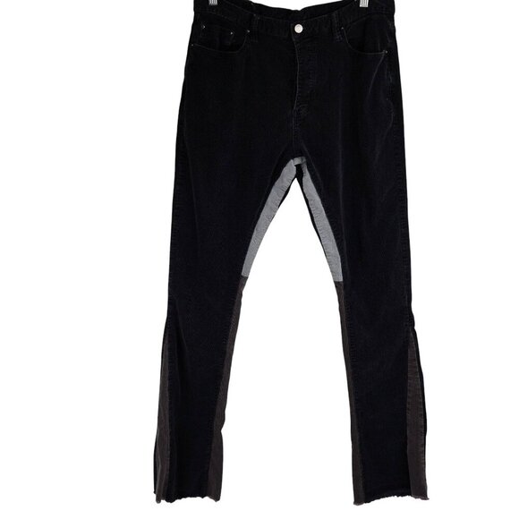 MNML Mens Corduroy Flare Denim Button Fly Raw Hem Jeans 34 - Picture 4 of 13